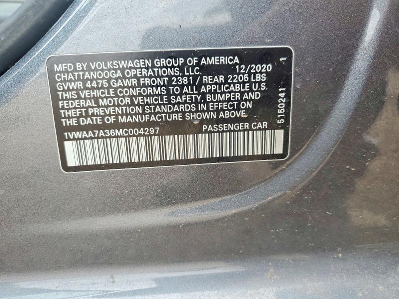 51285766 :رقم المزاد ، 1VWAA7A36MC004297 vin ، 2021 Volkswagen Passat مزاد بيع