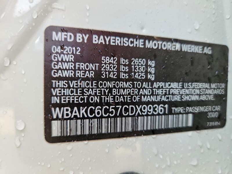 Продаж на аукціоні авто 2012 Bmw 750, vin: WBAKC6C57CDX99361, номер лоту: 50993006