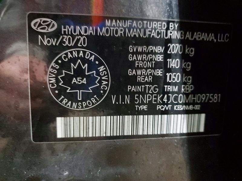 Продаж на аукціоні авто 2021 Hyundai Sonata, vin: 5NPEK4JC0MH097581, номер лоту: 50344006