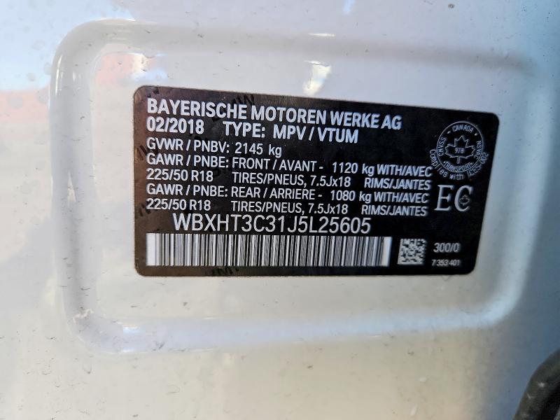 Aukcja sprzedaży 2018 Bmw X1, vin: WBXHT3C31J5L25605, numer aukcji: 49385156
