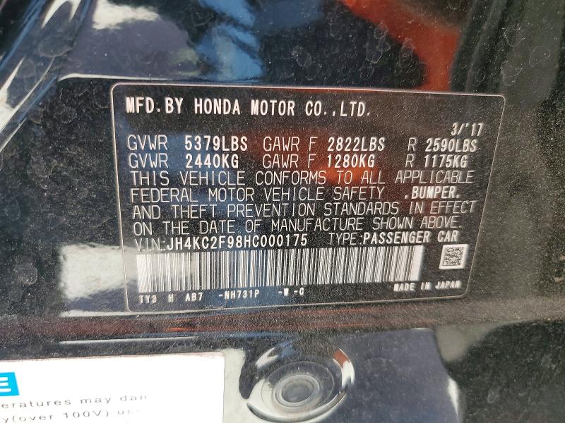 49423796 :رقم المزاد ، JH4KC2F98HC000175 vin ، 2017 Acura Rlx مزاد بيع