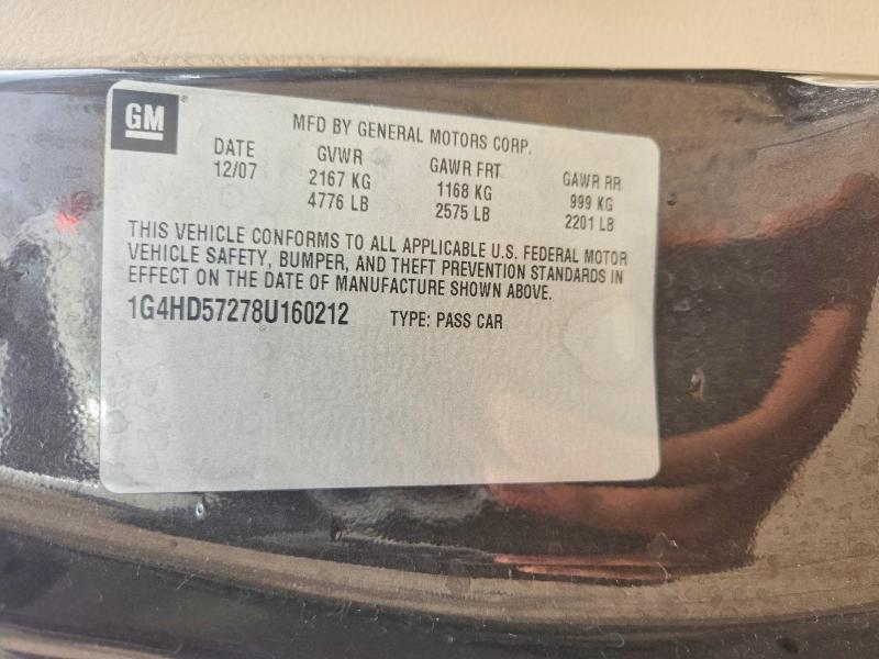 2008 Buick Lucerne მანქანა იყიდება აუქციონზე, vin: 1G4HD57278U160212, აუქციონის ნომერი: 49430066