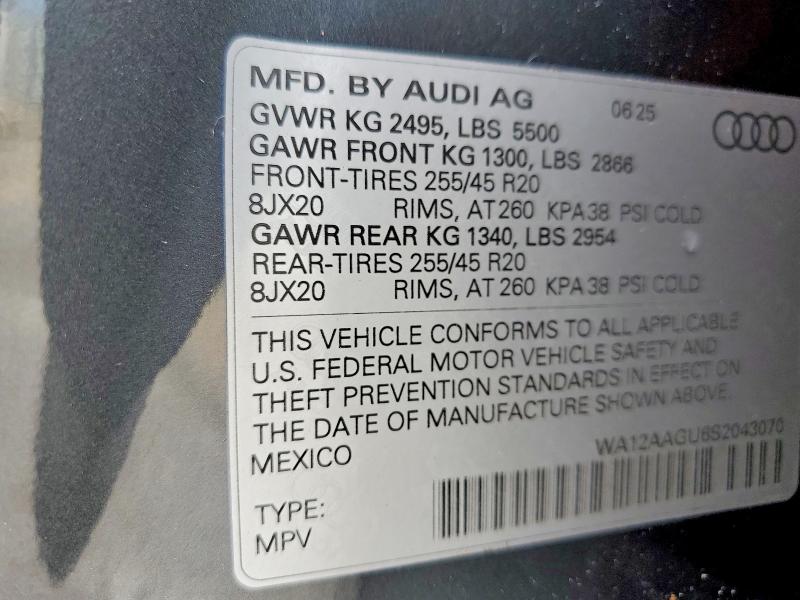 Aukcja sprzedaży 2025 Audi Q5, vin: WA12AAGU6S2043070, numer aukcji: 48936576