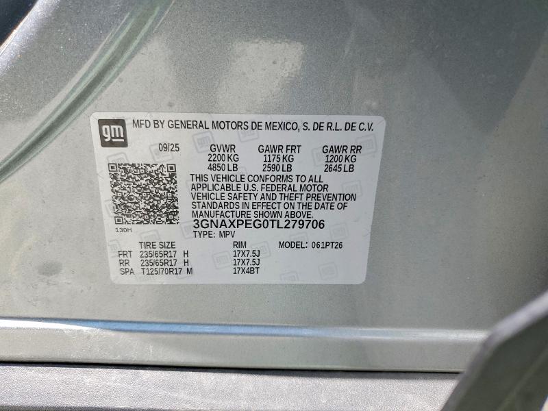 50848896 :رقم المزاد ، 3GNAXPEG0TL279706 vin ، 2026 Chevrolet Equinox مزاد بيع