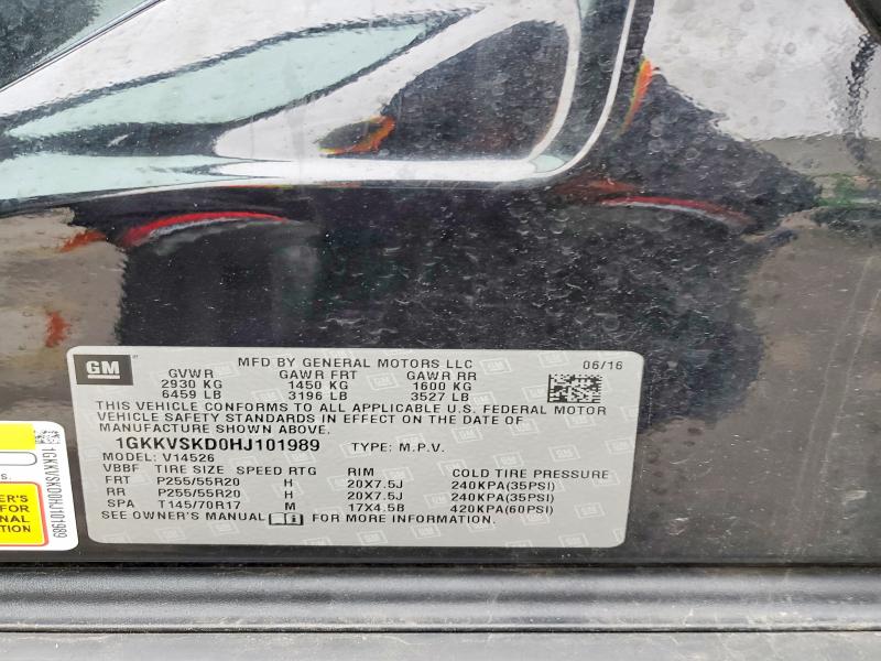 48566126 :رقم المزاد ، 1GKKVSKD0HJ101989 vin ، 2017 Gmc Acadia Limited مزاد بيع