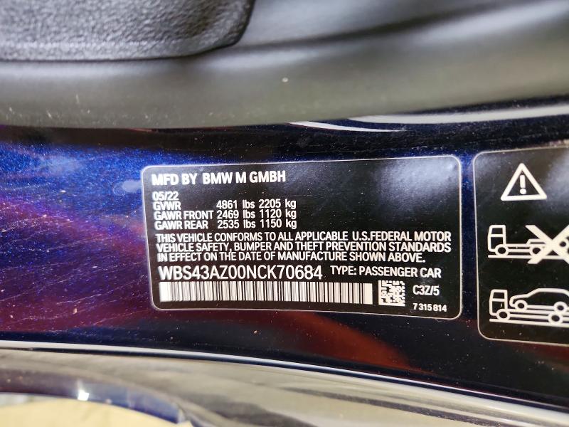 Продажа на аукционе авто 2022 Bmw M4, vin: WBS43AZ00NCK70684, номер лота: 51776326