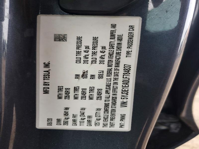 Aukcja sprzedaży 2020 Tesla Model 3, vin: 5YJ3E1EA0LF784837, numer aukcji: 48515686