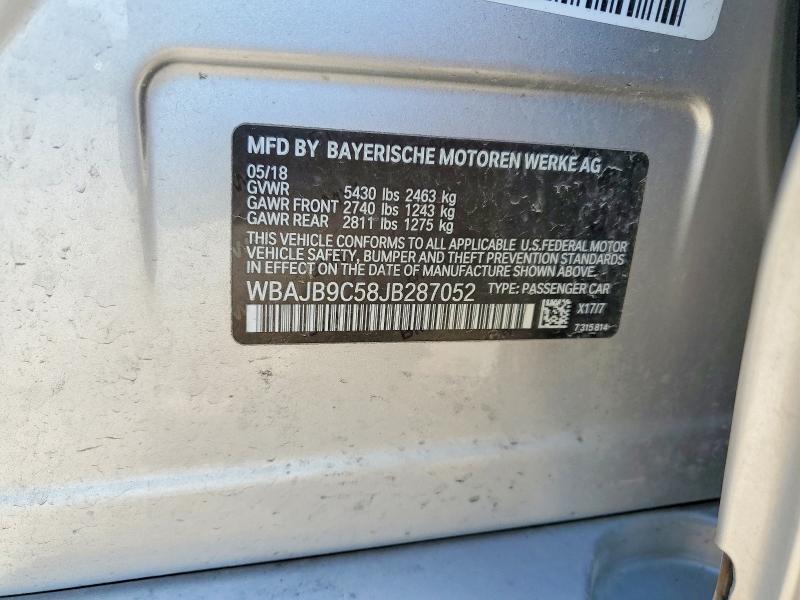 2018 Bmw M550xi მანქანა იყიდება აუქციონზე, vin: WBAJB9C58JB287052, აუქციონის ნომერი: 50420106