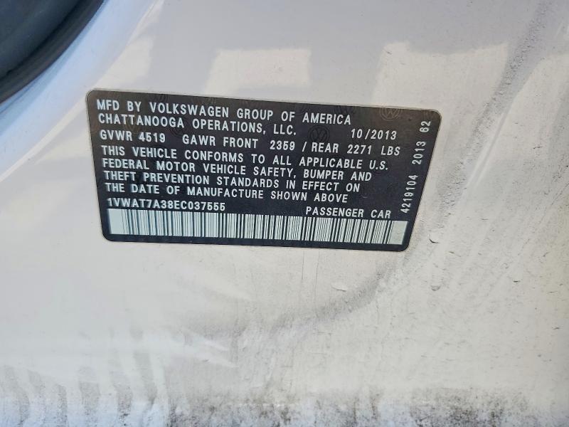 Aukcja sprzedaży 2014 Volkswagen Passat, vin: 1VWAT7A38EC037555, numer aukcji: 48457706