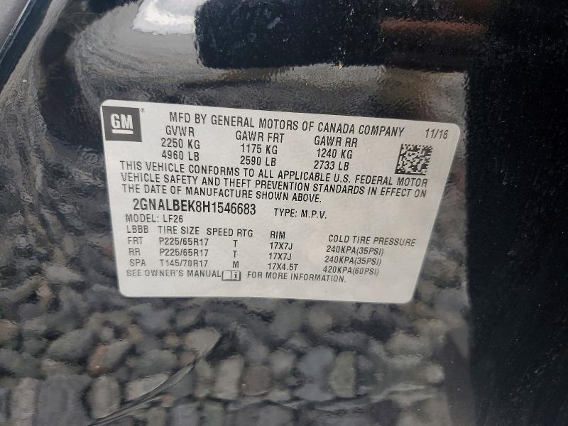 2017 Chevrolet Equinox მანქანა იყიდება აუქციონზე, vin: 2GNALBEK8H1546683, აუქციონის ნომერი: 49314076