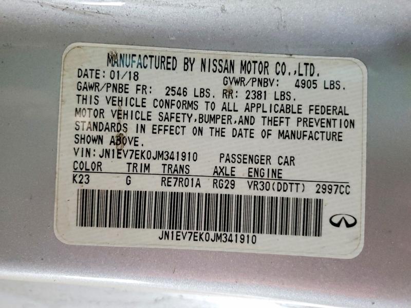 Aukcja sprzedaży 2018 Infiniti Q60, vin: JN1EV7EK0JM341910, numer aukcji: 51187656