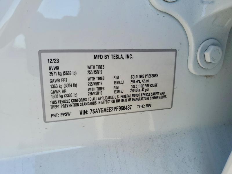 Продажа на аукционе авто 2023 Tesla Model Y, vin: 7SAYGAEE2PF966437, номер лота: 49677656