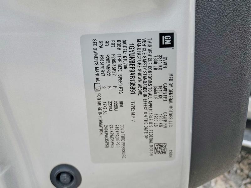 Продаж на аукціоні авто 2010 Cadillac Escalade, vin: 1GYUKBEF9AR135991, номер лоту: 48100256