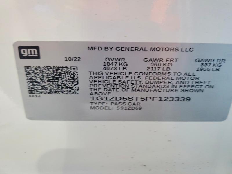 Продаж на аукціоні авто 2023 Chevrolet Malibu, vin: 1G1ZD5ST5PF123339, номер лоту: 48629596