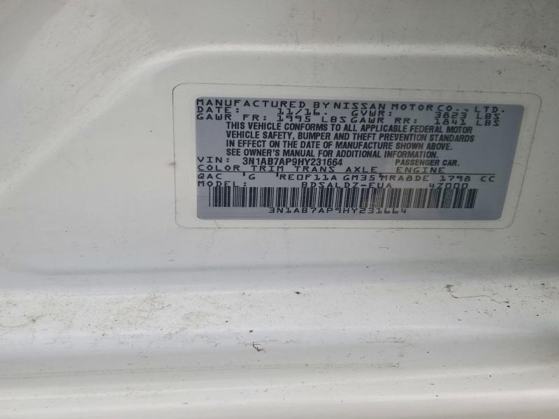 Продаж на аукціоні авто 2017 Nissan Sentra, vin: 3N1AB7AP9HY231664, номер лоту: 51486096