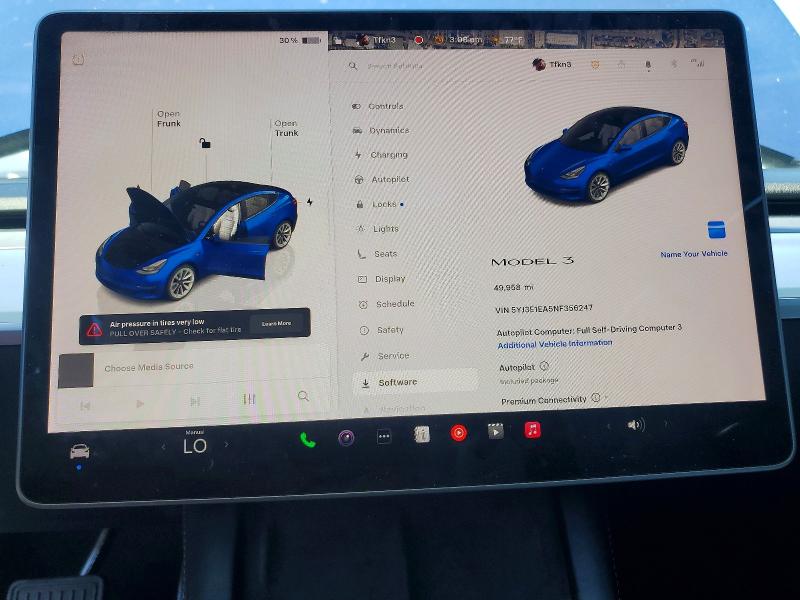 49773426 :رقم المزاد ، 5YJ3E1EA5NF356247 vin ، 2022 Tesla Model 3 مزاد بيع