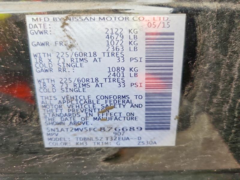 41630506 :رقم المزاد ، 5N1AT2MV5FC876689 vin ، 2015 Nissan Rogue مزاد بيع