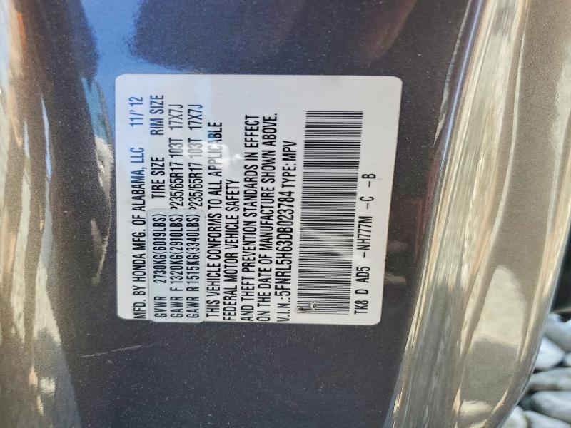 49321156 :رقم المزاد ، 5FNRL5H63DB023784 vin ، 2013 Honda Odyssey مزاد بيع