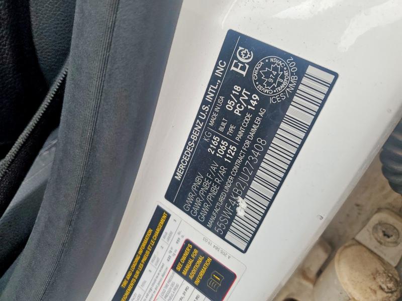 Продаж на аукціоні авто 2018 Mercedes-benz C, vin: 55SWF4KB2JU273408, номер лоту: 49708086
