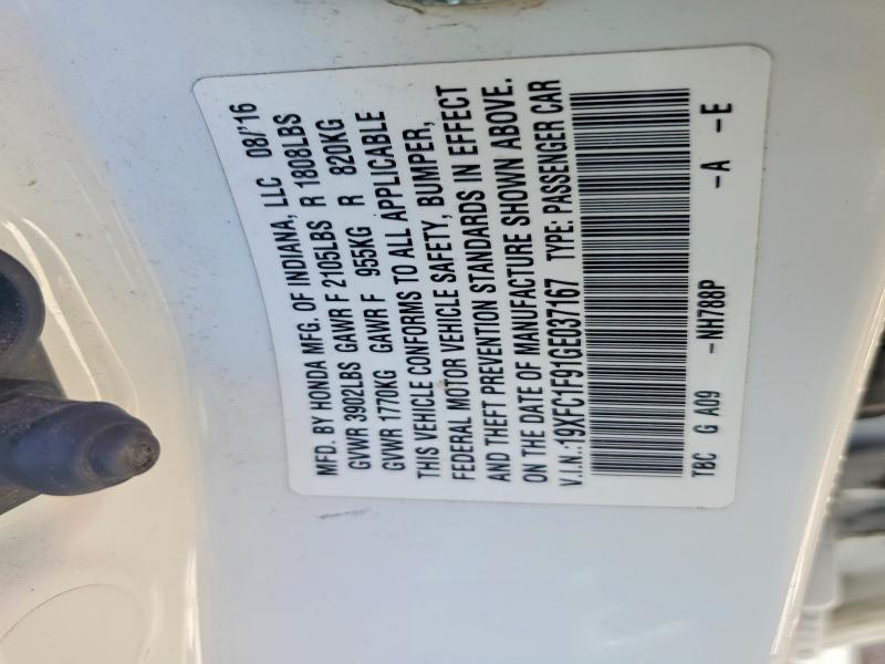 Aukcja sprzedaży 2016 Honda Civic, vin: 19XFC1F91GE037167, numer aukcji: 51178196