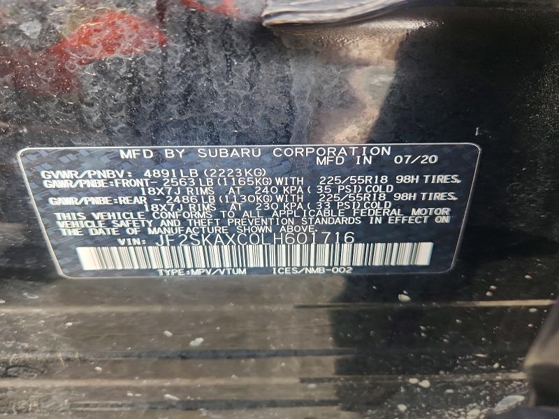 Aukcja sprzedaży 2020 Subaru Forester, vin: JF2SKAXC0LH601716, numer aukcji: 50137636