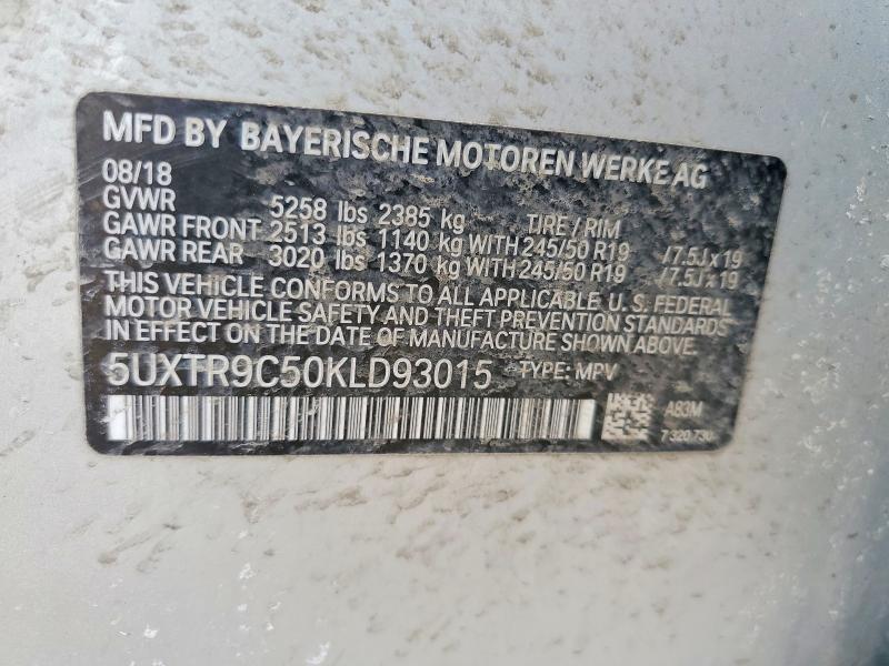 2019 Bmw X3 მანქანა იყიდება აუქციონზე, vin: 5UXTR9C50KLD93015, აუქციონის ნომერი: 49366726