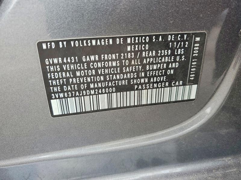 Aukcja sprzedaży 2013 Volkswagen Jetta, vin: 3VW637AJ9DM246000, numer aukcji: 50440996