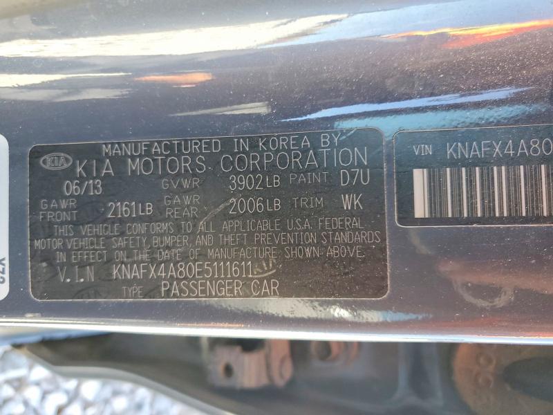 51307536 :رقم المزاد ، KNAFX4A80E5111611 vin ، 2014 Kia Forte مزاد بيع