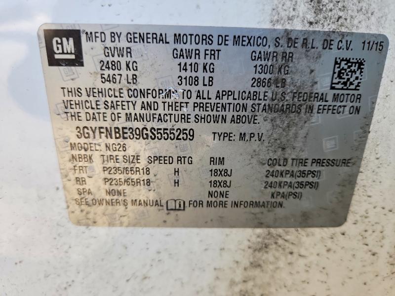 Aukcja sprzedaży 2016 Cadillac Srx, vin: 3GYFNBE39GS555259, numer aukcji: 48773096