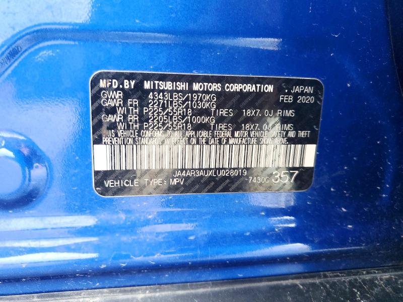 49966426 :رقم المزاد ، JA4AR3AUXLU028019 vin ، 2020 Mitsubishi Outlander Sport مزاد بيع