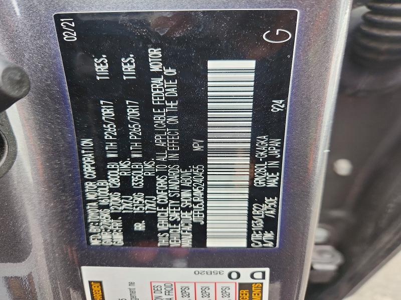 Aukcja sprzedaży 2021 Toyota 4runner, vin: JTEFU5JR4M5240455, numer aukcji: 48652376
