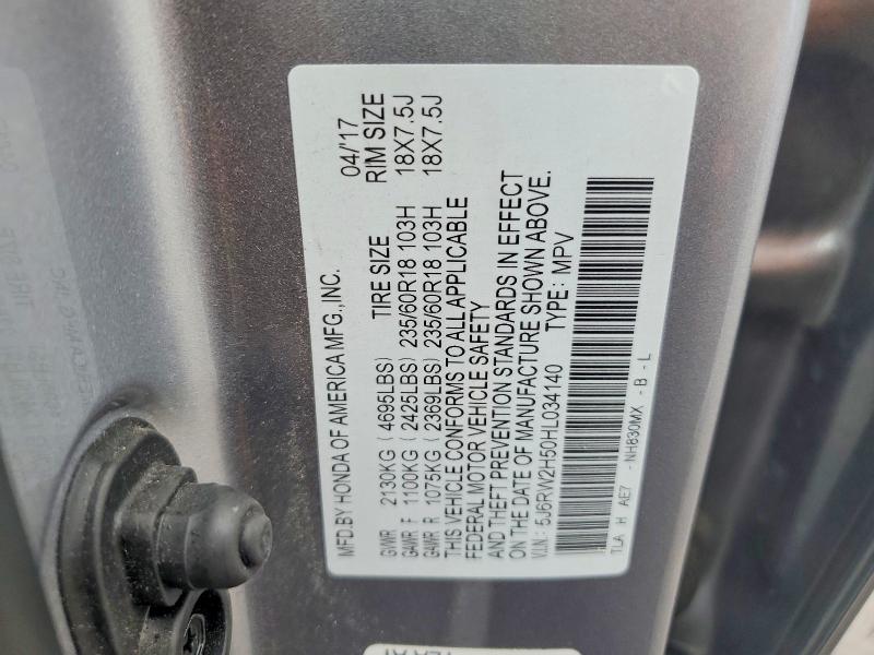 51276476 :رقم المزاد ، 5J6RW2H50HL034140 vin ، 2017 Honda Cr-v مزاد بيع