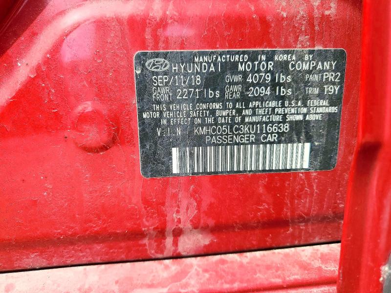 51198186 :رقم المزاد ، KMHC05LC3KU116638 vin ، 2019 Hyundai Ioniq مزاد بيع