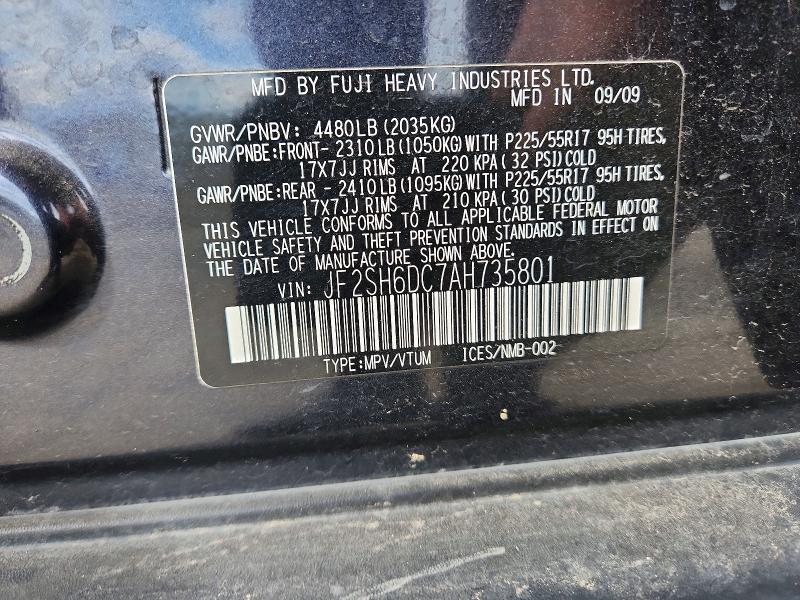 Aukcja sprzedaży 2010 Subaru Forester, vin: JF2SH6DC7AH735801, numer aukcji: 51528696