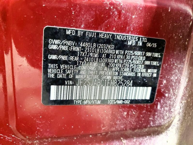Продаж на аукціоні авто 2015 Subaru Forester, vin: JF2SJABC1FH825284, номер лоту: 49828226