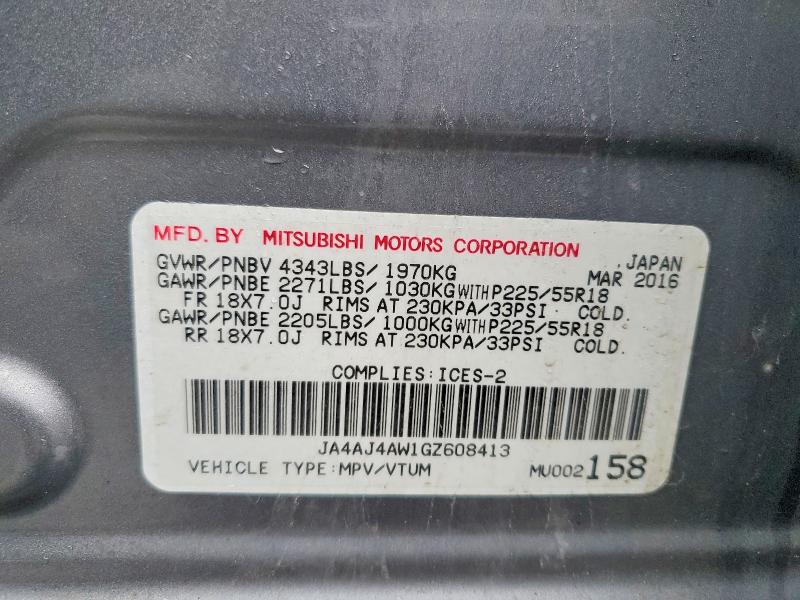 Продажа на аукционе авто 2016 Mitsubishi Rvr, vin: JA4AJ4AW1GZ608413, номер лота: 48181716