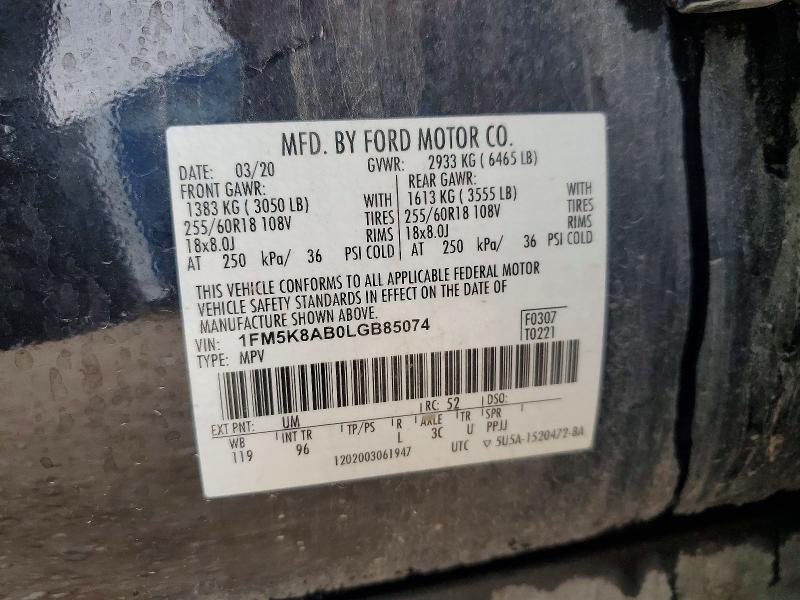 Aukcja sprzedaży 2020 Ford Explorer, vin: 1FM5K8AB0LGB85074, numer aukcji: 50328706