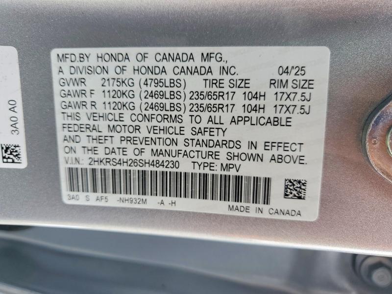 Aukcja sprzedaży 2025 Honda Cr-v, vin: 2HKRS4H26SH484230, numer aukcji: 51354236