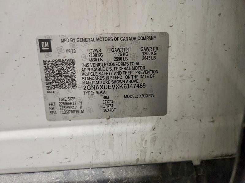 Продажа на аукционе авто 2019 Chevrolet Equinox, vin: 2GNAXUEVXK6147469, номер лота: 51164466