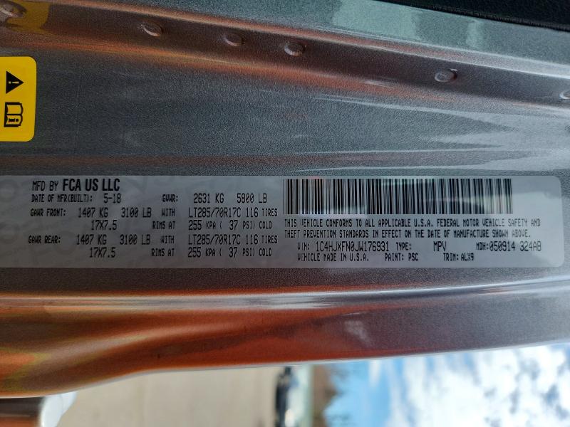 50721246 :رقم المزاد ، 1C4HJXFN0JW176931 vin ، 2018 Jeep Wrangler Unlimited مزاد بيع