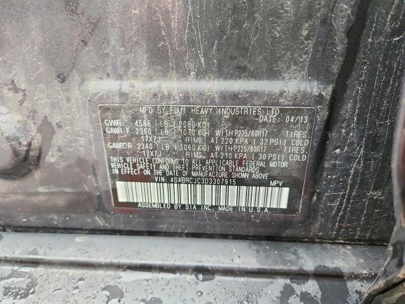 50245626 :رقم المزاد ، 4S4BRCJC3D3307915 vin ، 2013 Subaru Outback مزاد بيع