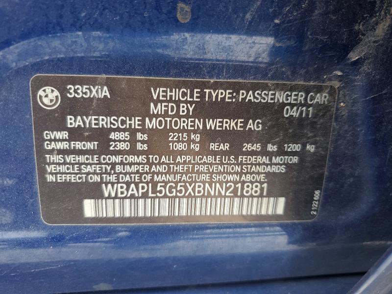 Продажа на аукционе авто 2011 Bmw 335, vin: WBAPL5G5XBNN21881, номер лота: 50719416
