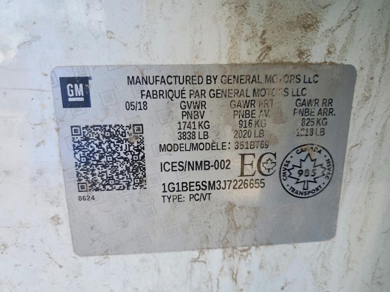 Aukcja sprzedaży 2018 Chevrolet Cruze, vin: 1G1BE5SM3J7226655, numer aukcji: 49883526