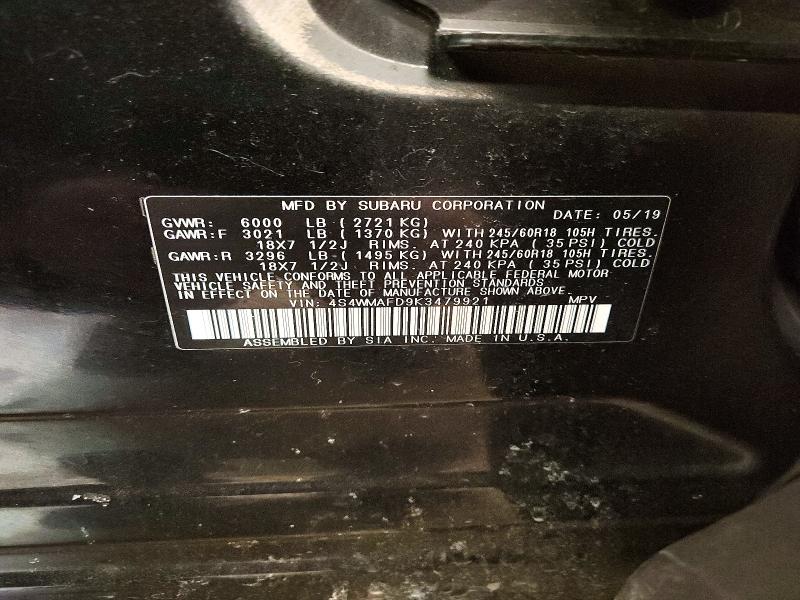 Продаж на аукціоні авто 2019 Subaru Ascent, vin: 4S4WMAFD9K3479921, номер лоту: 48909076