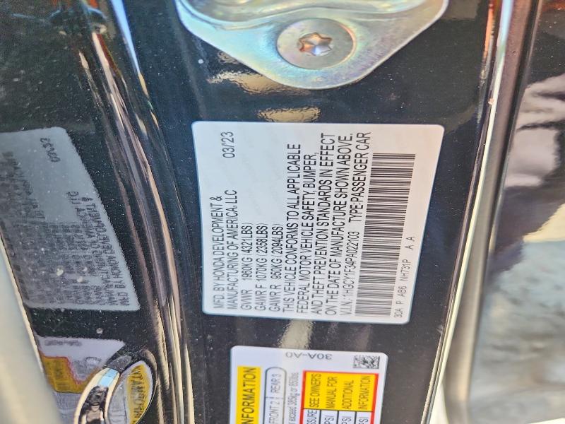 Aukcja sprzedaży 2023 Honda Accord, vin: 1HGCY1F34PA022103, numer aukcji: 50704116