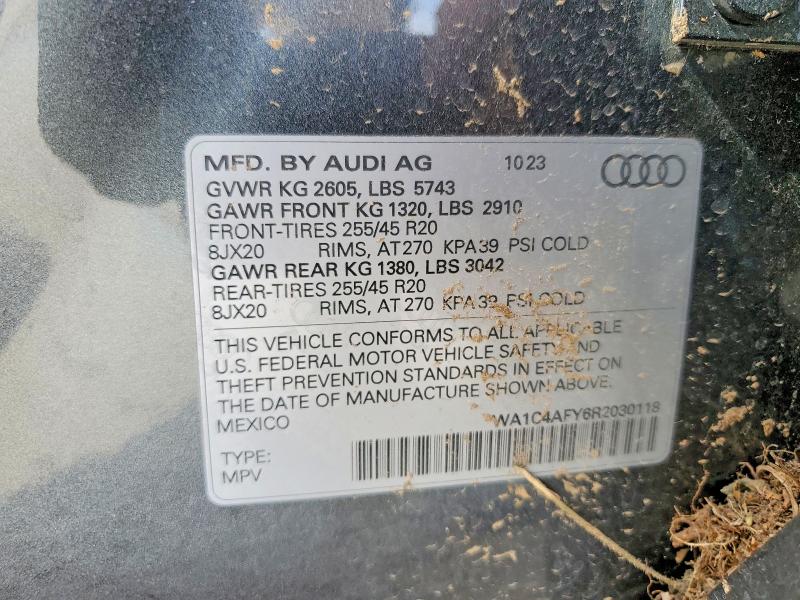 2024 Audi Sq5 მანქანა იყიდება აუქციონზე, vin: WA1C4AFY6R2030118, აუქციონის ნომერი: 48839106