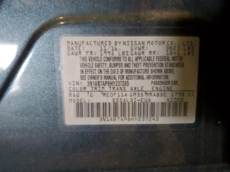 Продажа на аукционе авто 2017 Nissan Sentra, vin: 3N1AB7AP8HY237245, номер лота: 50542146