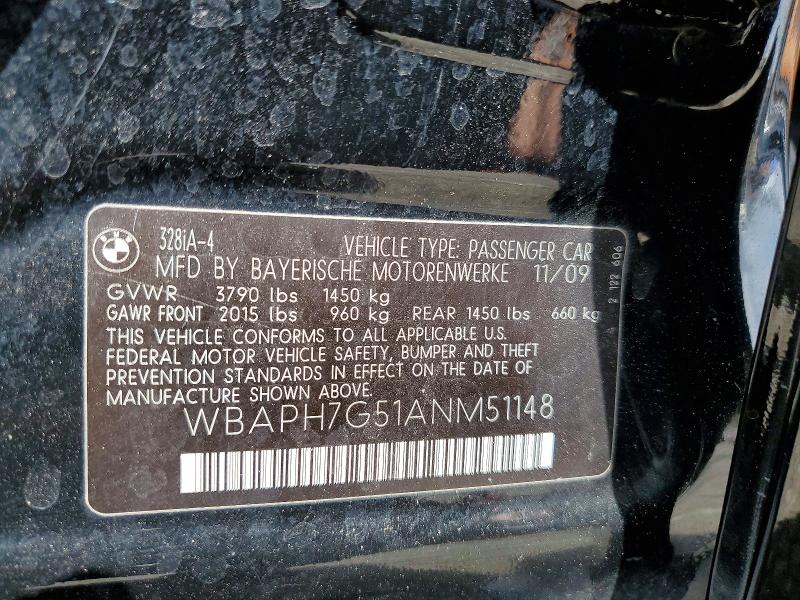 Продаж на аукціоні авто 2010 Bmw 328, vin: WBAPH7G51ANM51148, номер лоту: 51029536