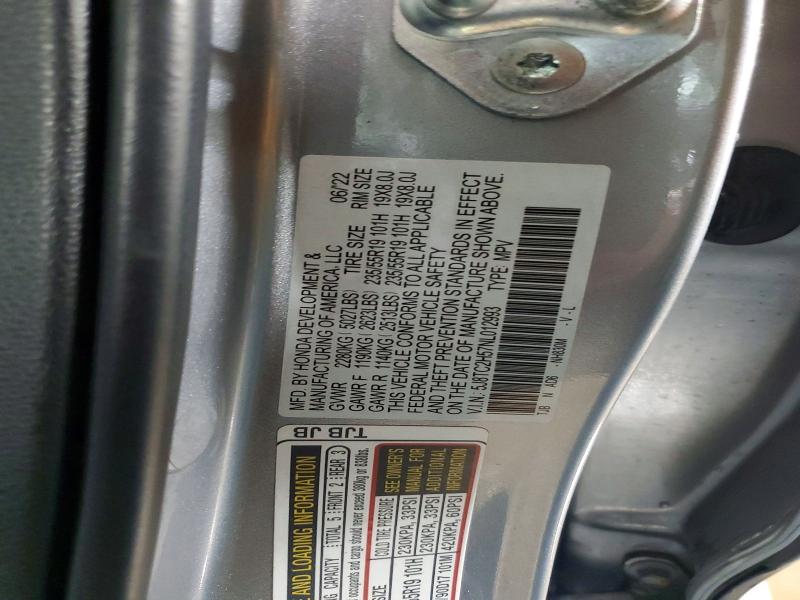 51792796 :رقم المزاد ، 5J8TC2H57NL012993 vin ، 2022 Acura Rdx مزاد بيع