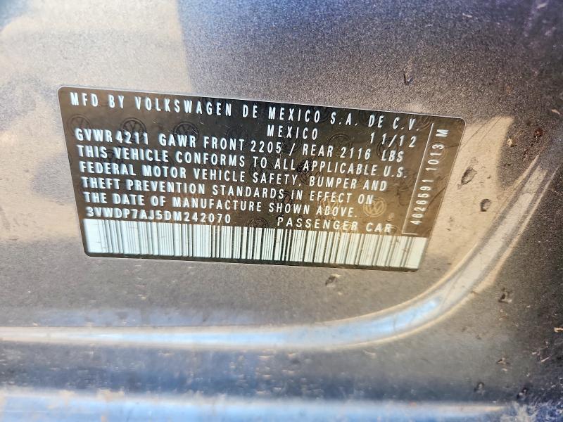 Aukcja sprzedaży 2013 Volkswagen Jetta, vin: 3VWDP7AJ5DM242070, numer aukcji: 50463036